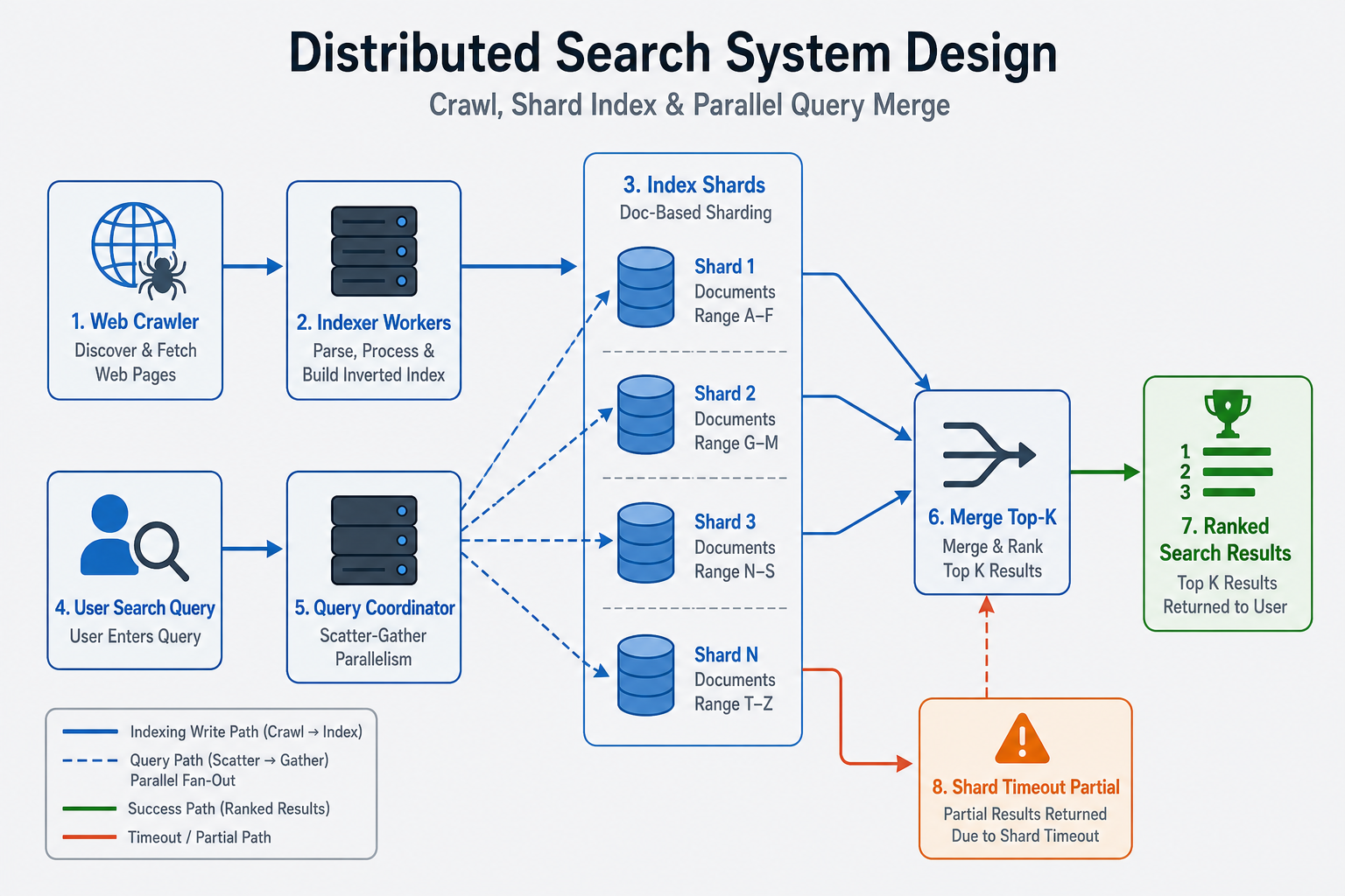 Distributed Search System Design architecture diagram