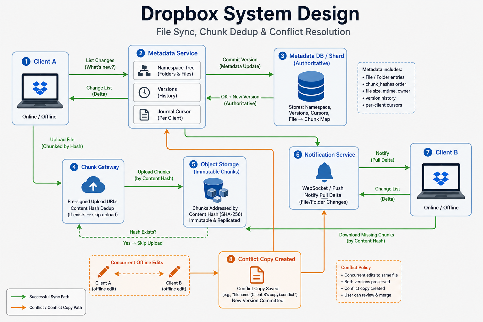High-level diagram for Dropbox System Design