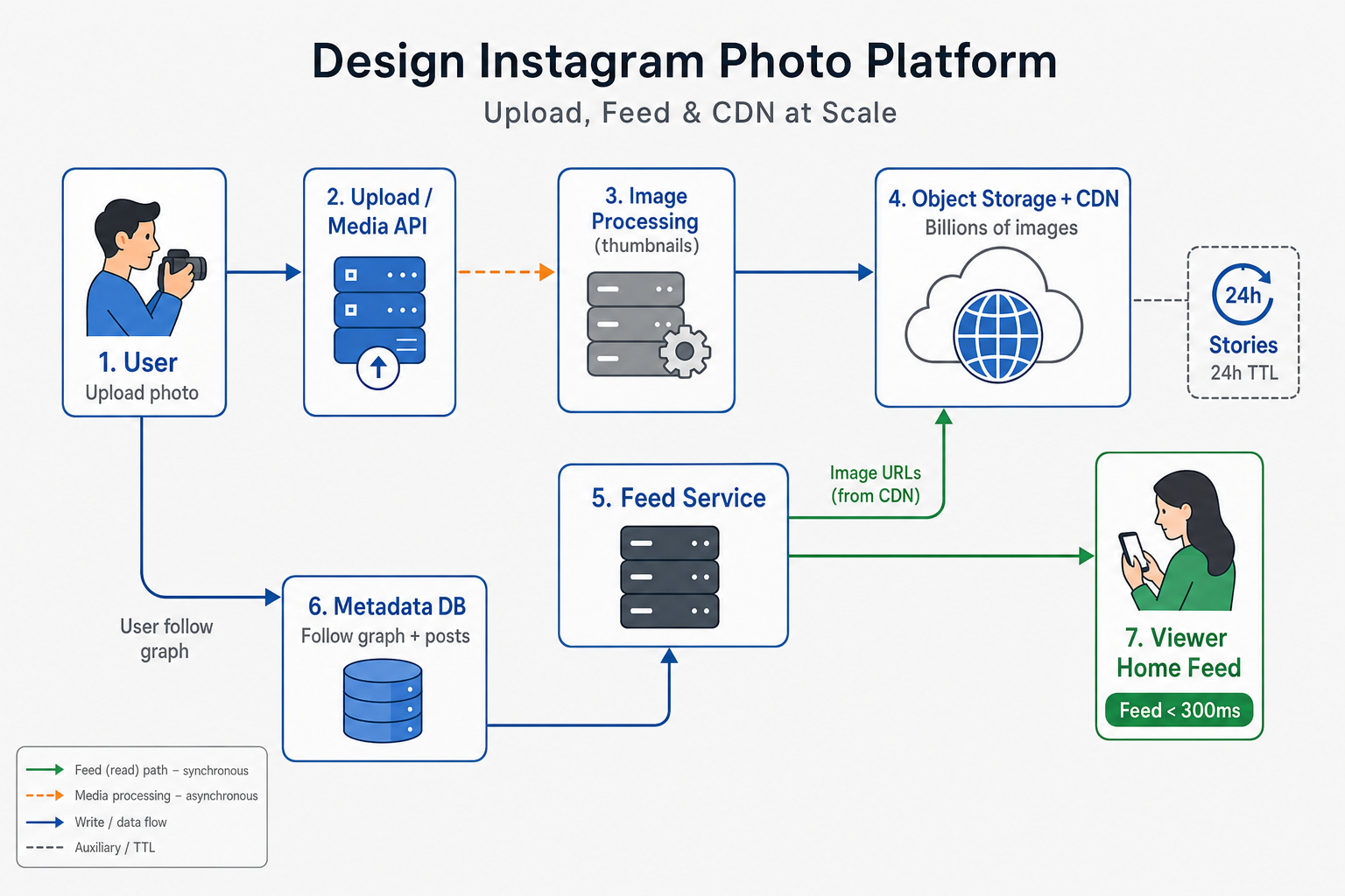 Instagram System Design architecture diagram