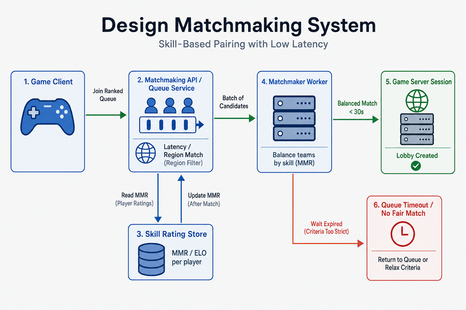 Matchmaking System Design architecture diagram