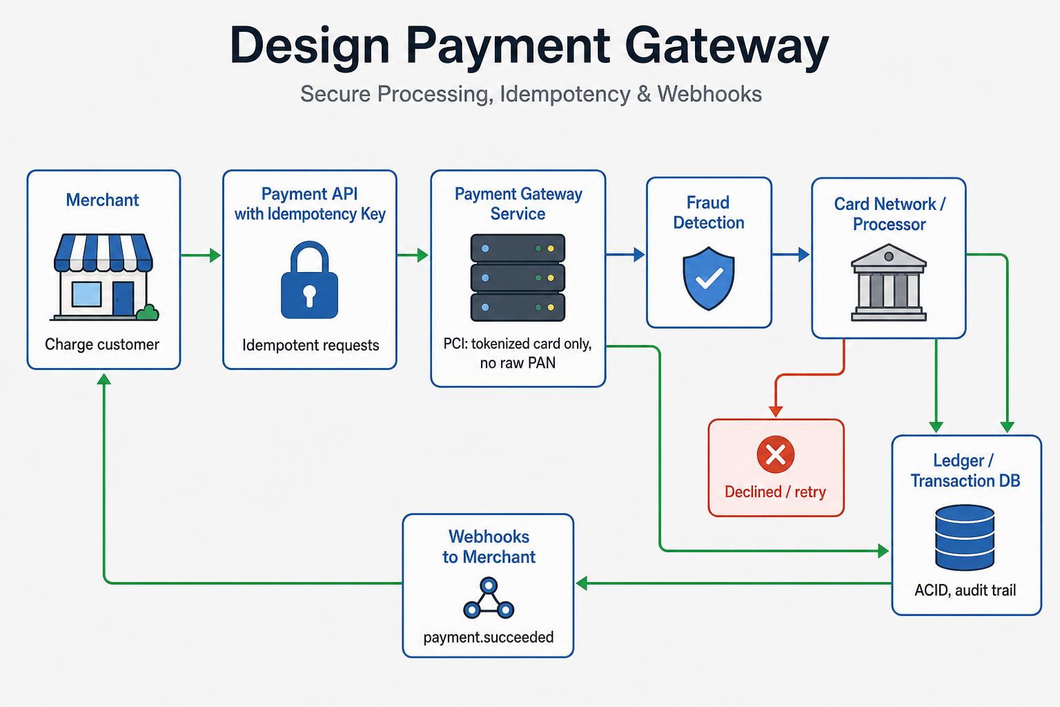 Payment Gateway System Design architecture diagram